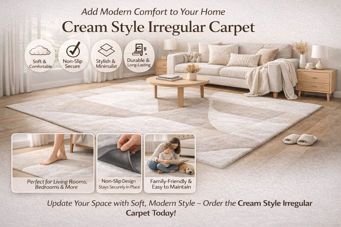  Cream Style Irregular Soft Non-Slip Rug for Bedroom & Living Room