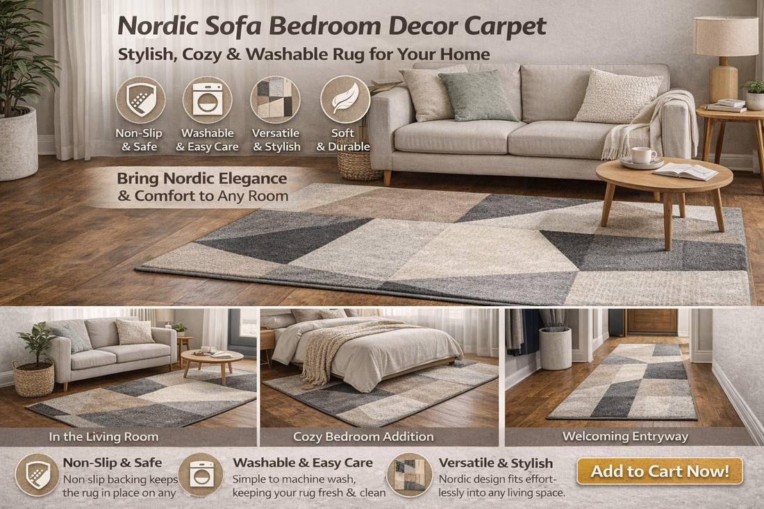 Nordic Sofa Bedroom Decor Carpet Washable Area Rug for Living Room
