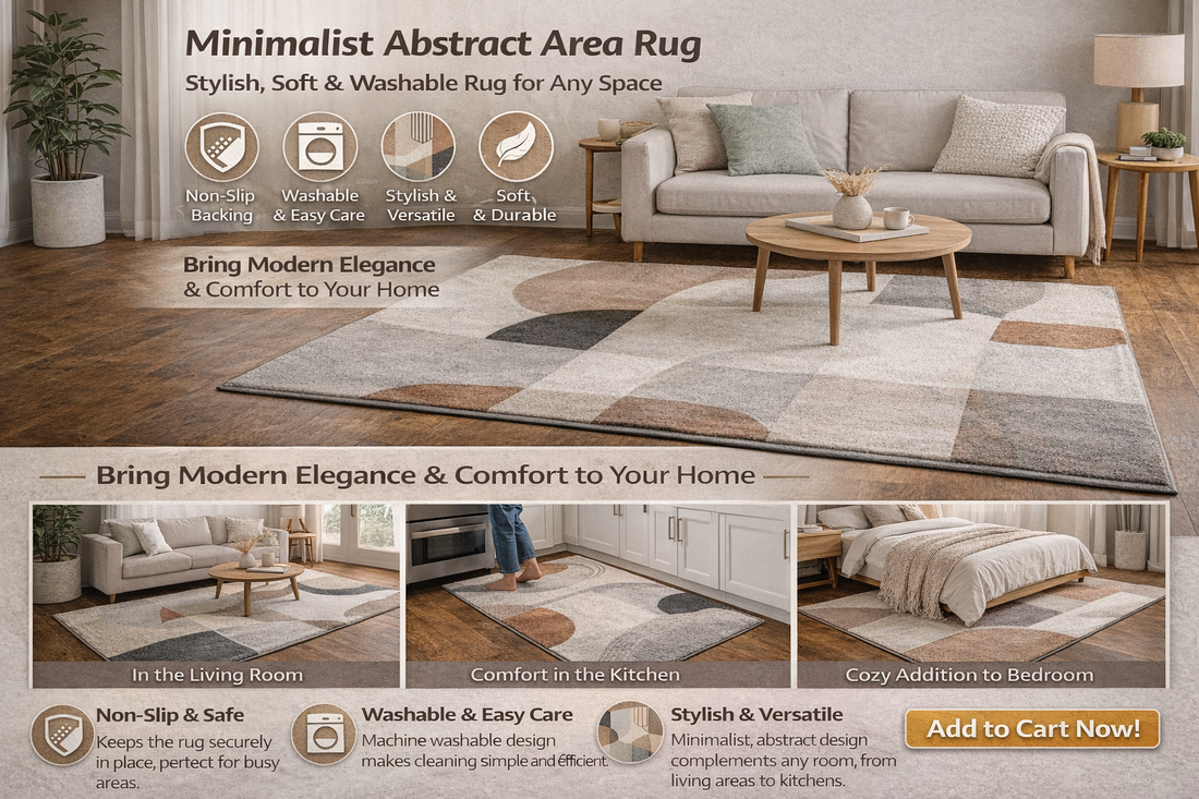 Minimalist Abstract Area Rug – Non-Slip Boho Geometric Carpet for Home
