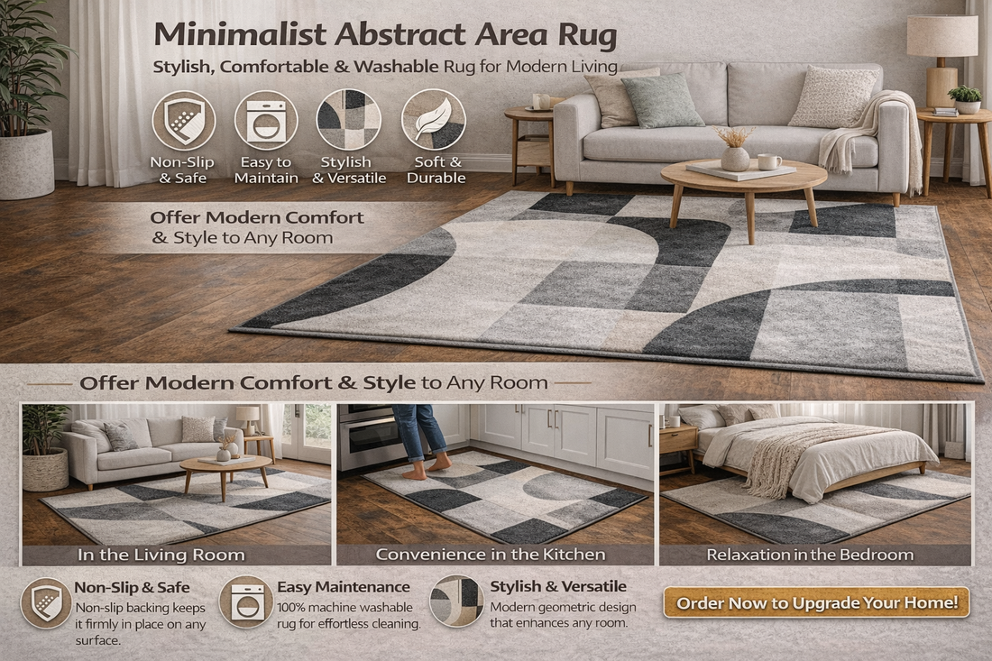  Shop the Minimalist Abstract Area Rug. Non-slip, washable, and stylish, perfect for living rooms, bedrooms, and kitchens. Order now for modern décor!
